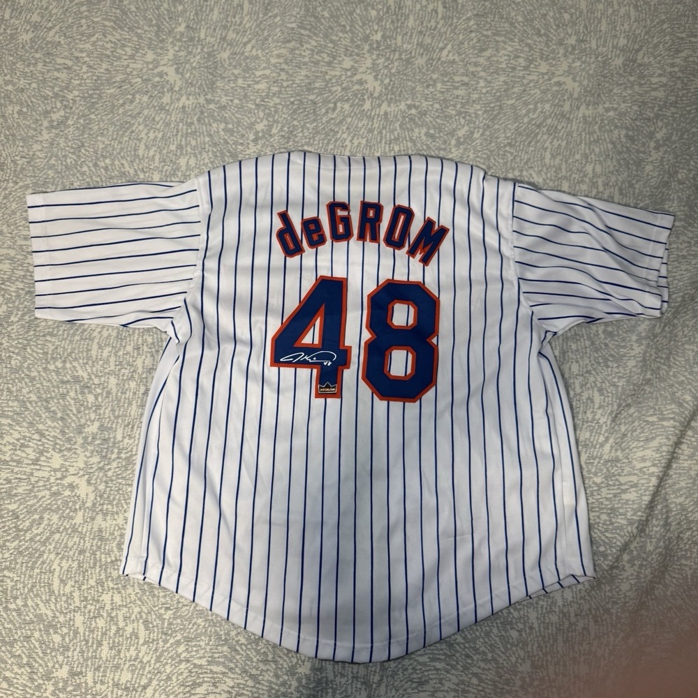New York Mets #48 Jacob deGrom T-Shirt White Size Large Men's MLB HOFSM
